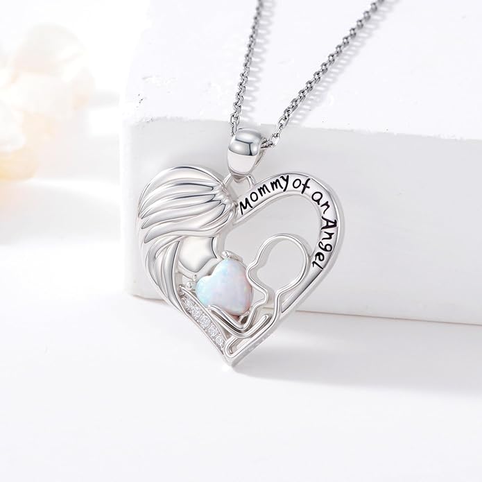 Miscarriage Necklace Gifts for Mothers 925 Sterling Silver Mommy of An Angel Pendant Memorial Jewelry Loss of Pregnancy Sympathy Gifts for Women