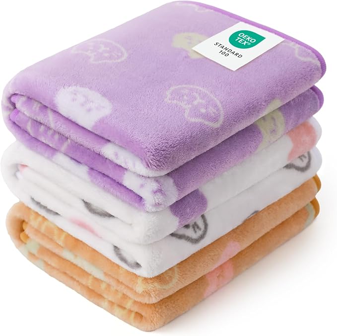 Luciphia 3 Pack Cute Cat Blankets Cozy Small Throw for Pet Puppy,30"x20" | Fuzzy Flannel Small Pet Blanket Washable, Cute Cat Print for Crate Car Bed. Puppy Essential,Cat Stuff Gifts,Medium