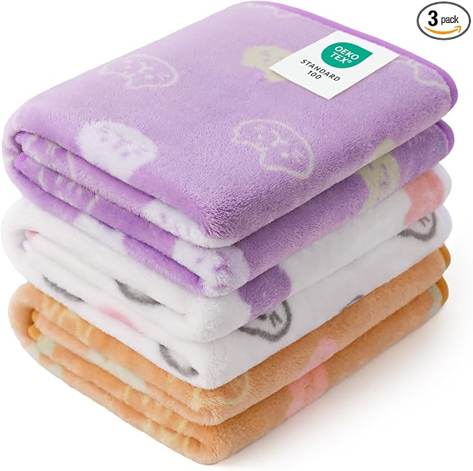 Luciphia 3 Pack Cute Cat Blankets Cozy Small Throw for Pet Puppy,41"x31" | Fuzzy Flannel Small Pet Blanket Washable, Cute Cat Print for Crate Car Bed. Puppy Essential,Cat Stuff Gifts,Large