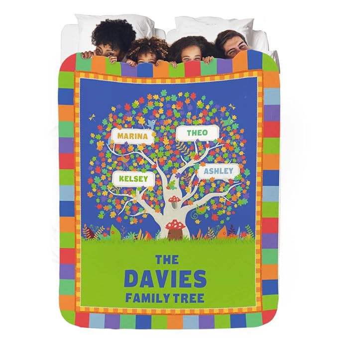 I See Me! Family Tree Personalized Blanket - Custom Blanket Name Blanket - Sherpa Throw Blanket