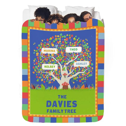 I See Me! Family Tree Personalized Blanket - Custom Blanket Name Blanket - Sherpa Throw Blanket