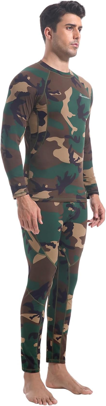 romision 2 Pack Thermal Underwear for Men Long Johns Fleece Lined Hunting Gear Bottom Top Set Base Layer Cold Weather XS-4XL