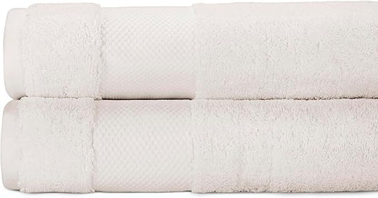 BIOWEAVES 100% Organic Cotton 700 GSM Plush Bath Towels 30" x 58" GOTS Certified - Ivory, Pack of 2