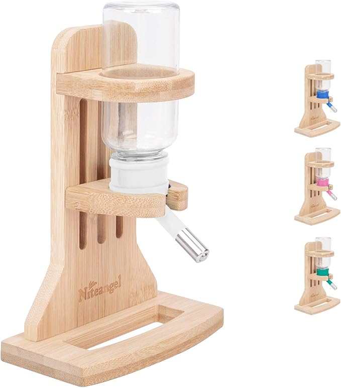 Niteangel Hamster Water Bottle with Stand: 4oz/120ml Capacity & Leak-Proof | Adjustable Height - Far Away Cage Mess & Wet Bedding Water Dispenser for Syrian Dwarf Hamster Gerbils Mice Rat Or Small Pets