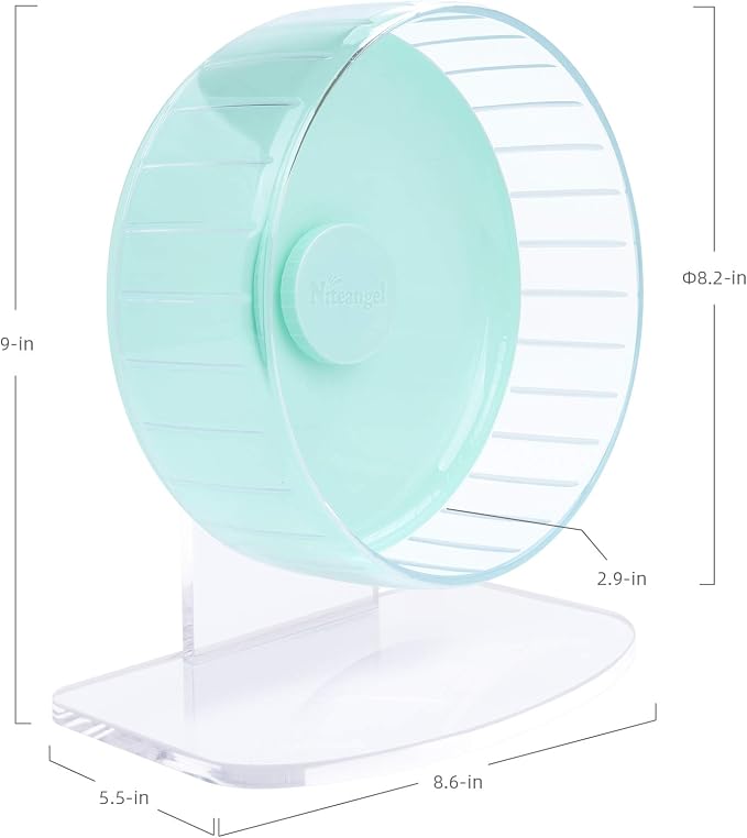Niteangel Super-Silent Hamster Exercise Wheel: Quiet 8.2 inch Running Wheel | Can 9.1-11.8" Adjustable Height - No Bend Back Spinner Running for Dwarf Syrian Hamster Gerbils Mice Or Other Small Animal