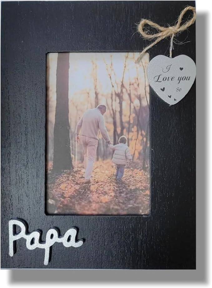 Grandpa Picture Frame,I Love You Papa Photo Frame with Heart,Father Day Gift,Gift for Dad or Grandpa from Grandchildren, Grand Father Frame 4x6 Vertical (Papa)