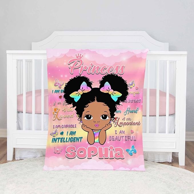 Personalized Blanket for Kids Adults Personalized Name Blanket Custom American African Blanket with Name Personalized Gifts for Christmas Birthday Mothers Fathers Day