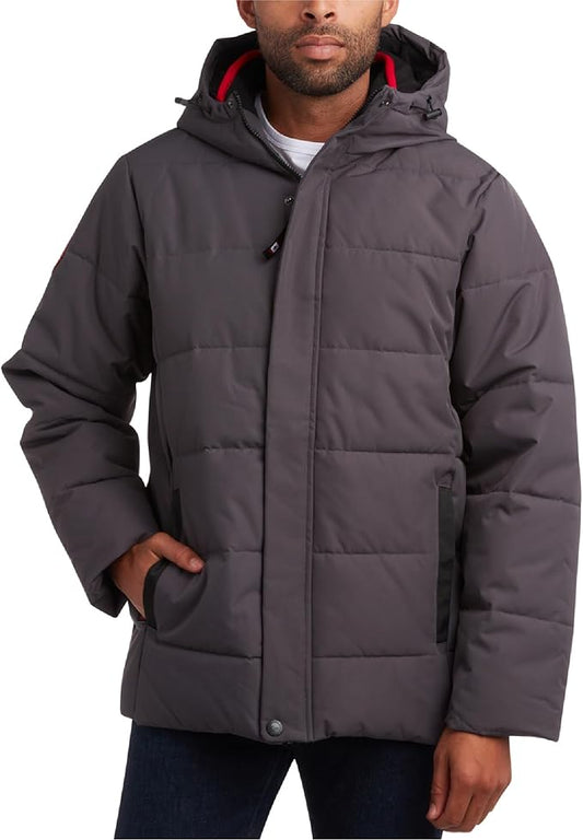 CANADA WEATHER GEAR Mens Winter Puffer Jacket - Heavyweight Insulated Ski Jacket Hooded Mens Coats Weather Resistant Coat