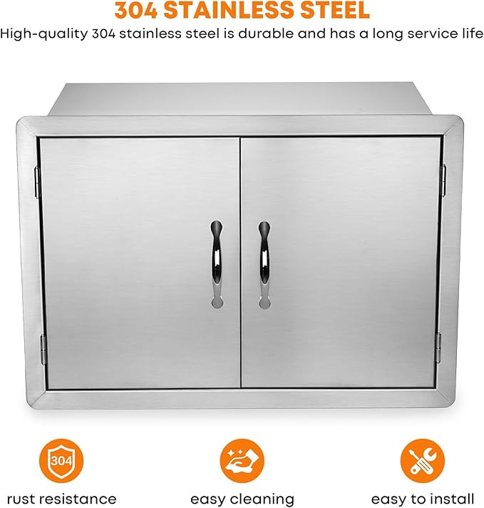 Stanbroil Stainless Steel Outdoor Kitchen Double Door Dry Storage Pantry, 30- Inch