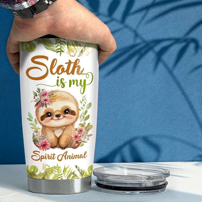 SANDJEST Sloth Tumbler 20oz Sloths Gifts for Women Girl Teen Gift for Birthday Christmas Stainless Steel Insulated Tumblers Coffee Travel Mug Cup