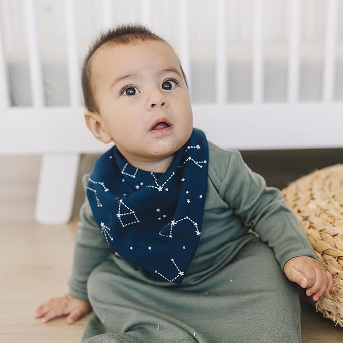 Woolino Merino Wool Baby Bibs - Highly Absorbent Bandana Bib with Cotton Outer Layer and Merino Wool Inner Layer - Pack of 2