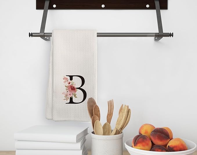 Kitchen Towels, Personalized Gifts Mode Monogram Letter B Kitchen Towel for Dinning Bathroom, Christmas Birthday Gifts for Women, Kitchen Towel and Dishcloths Sets 16×24 Inches