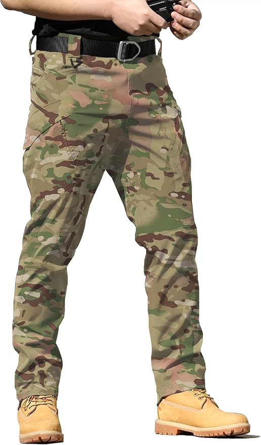 AUTIWITUA Men's Tactical Cargo Pants Water Resistant Lightweight Hiking Pants Outdoor Work Pants with Multi Pockets(No Belt)