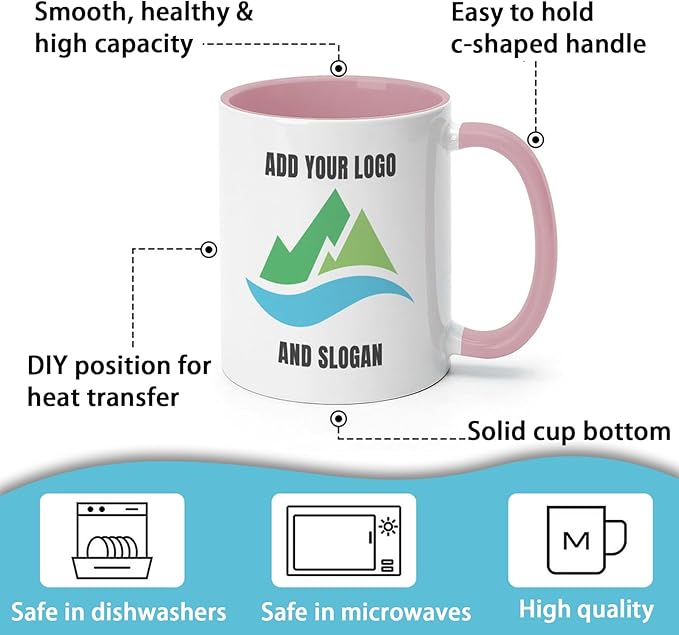 Custom Mug - Personalized Coffee Mug with Image, Logo, or Text | Custom Photo Cup | Customized 11 Oz Ceramic Tea Cup Taza Personalizadas Custom Gifts for Men & Women