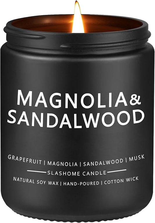 Candles for Men, Magnolia&Sandalwood Candle for Home Scented, 50+ Hour Lasting Candles, Soy Candle s Not Toxic, Perfect Gifts for Men-Birthday, Anniversary and Thanksgiving, etc., 7 Oz