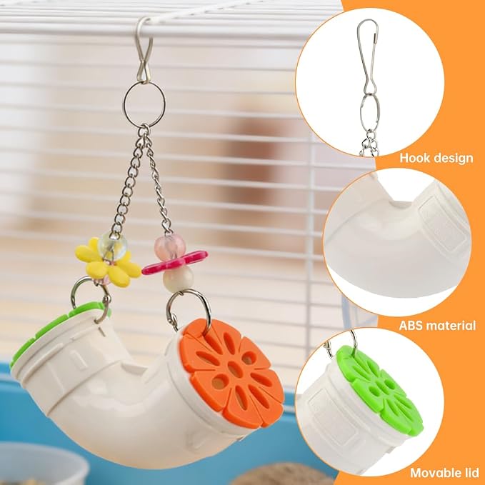 Mouse Rat' Enrichment Toys, Rat' Foraging Toy, Interactive Treat Dispenser Slow Feeder Hanging Fancy Mice Cage Accessories for Ra-ts Guinea Pig Small Pet, Wide Opening (Random)