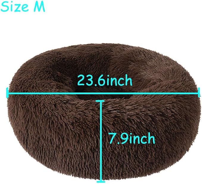 Dog Bed for Small Dogs & Cats, 24 Inch Medium Fluffy Washable Donut Bed | Plush Puppy Bed and Cat Bed for Pets up to 25 lb, High-Loft Polyester Fill with Water-Resistant Non-Skid Base for Indoor Use