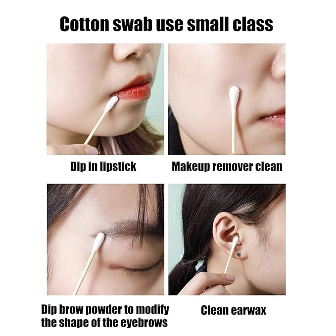 Thick Cotton Swabs,XL Size Natural Bamboo Cotton Buds,Precision & Round Tip 252pcs