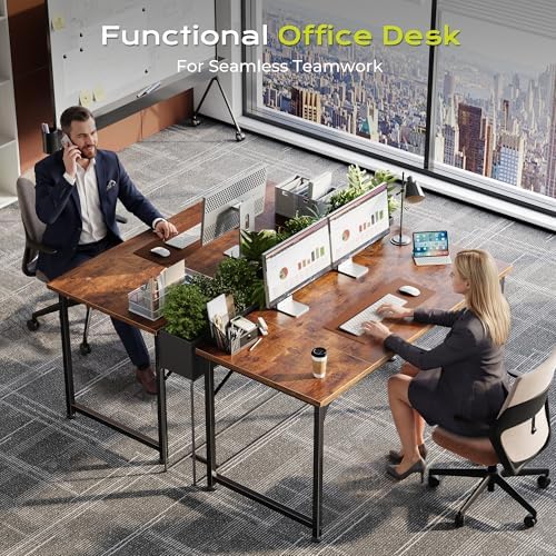 PRAISUN 47 Inch Computer Desk, Office Desk, Spacious Desktop, Rustic Brown