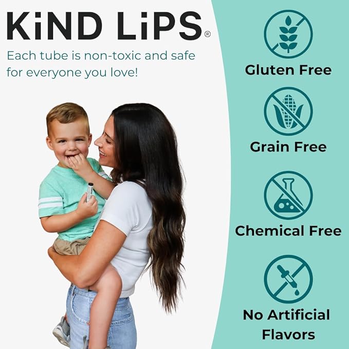 Kind Lips Organic Georgia Peach Lip Balm 3-Pack – Naturally Sweet, Moisturizing Lip Care for Dry Lips • 100% Natural, Clean, Gluten-Free, Grain-Free • Made in USA • Everyday Value chapstick Set