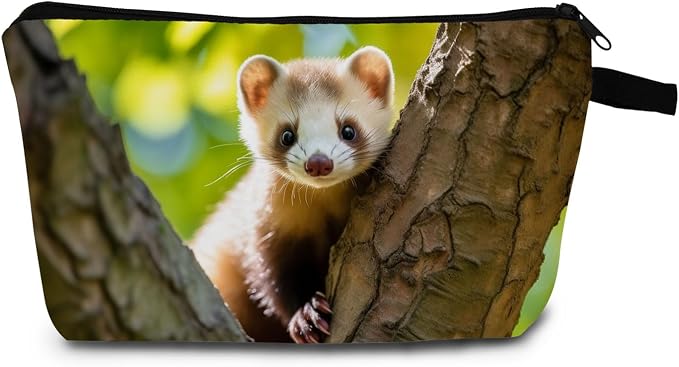 Ferret Makeup Bag for Women Travel Cosmetic Organizer Bag Teacher Appreciation Gifts Small Zipper Toiletry Bag