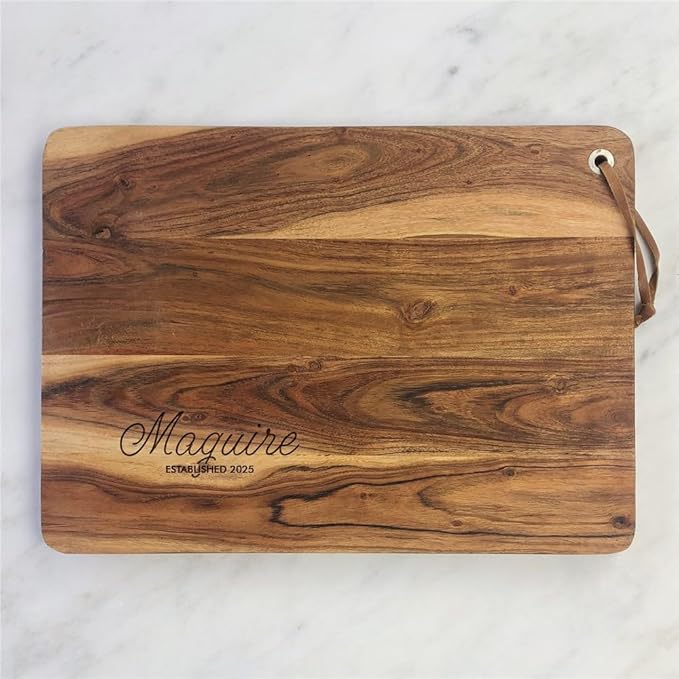 Personalized Cutting Board Engraved with Any Family Name, Custom Charcuterie Board, Anniversary or Housewarming Gift