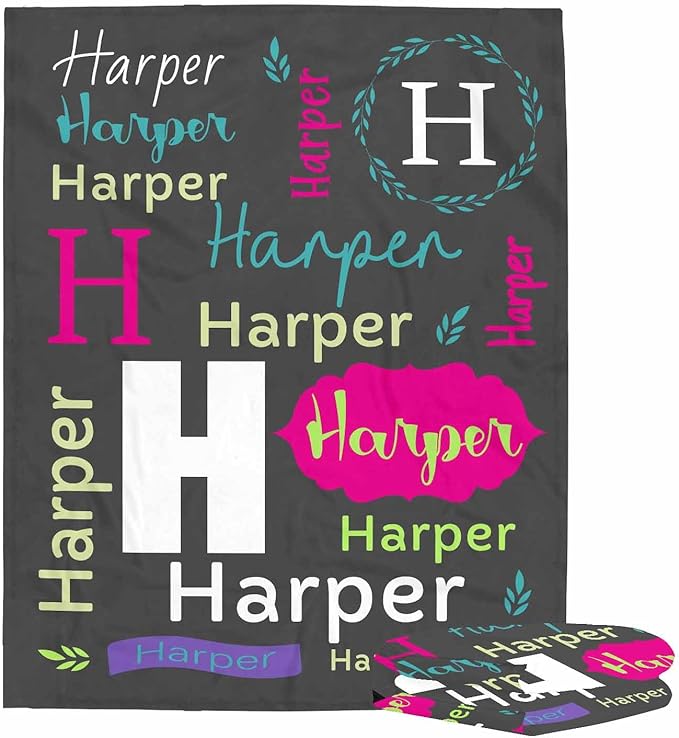 Ship Next Day, Personalized Baby Blanket for Boys Girls, Custom Name Blanket Baby Shower Super Soft Flannel Christmas Easter Birthday Gift for Newborn Toddler Kids
