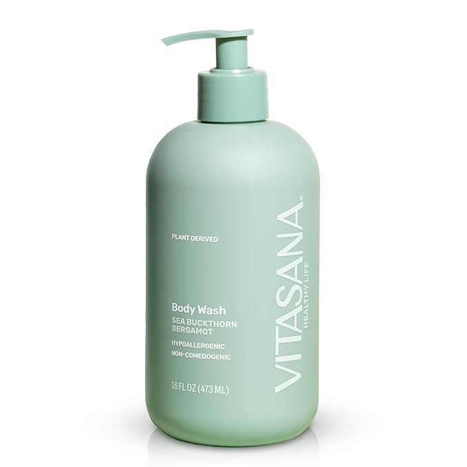 Natural Body Wash for Sensitive Skin, 16 oz – Sea Buckthorn & Bergamot Scent, 98.9% Plant‑Derived, EWG Verified, Hypoallergenic, Paraben‑Free, Sulfate‑Free, Cruelty‑Free