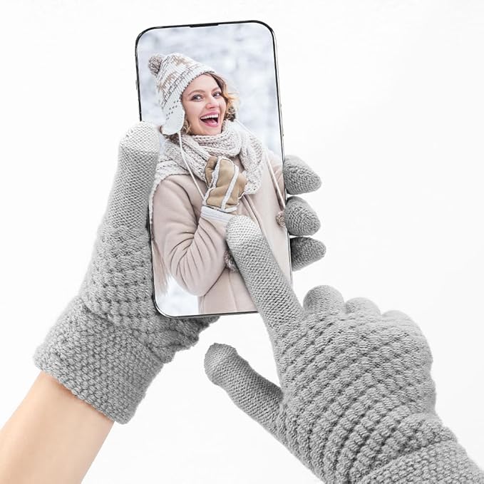 Winter Beanie Hat Scarf Gloves Set, Winter Clothes for Women, Fleece Lined Hats Touchscreen Gloves Thick Neck Warmer
