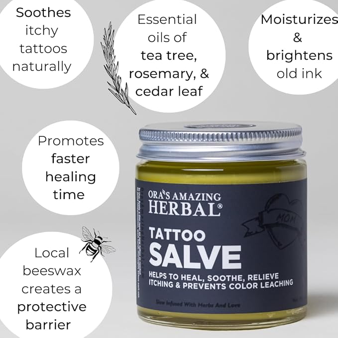 All The Tattoo Aftercare Set, Tattoo Salve, Oil & Soap, Natural Tattoo Aftercare Set, Balm, Moisturizer, Made in the USA, Ora's Amazing Herbal