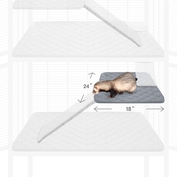 Paw Inspired Fitted Fleece Shelf Liner for Critter Nation Cage, Gray | Shelf Cover for Ferret Nation/Critter Nation Cage, For Ferrets, Rats, Chinchillas, Hedgehogs, Small Animals, Pets