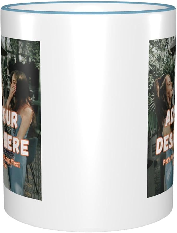 Custom Mugs and Coffee Cups Partial or Full Size Printed Creative Designs Customizable with Your Photos Images Text (Partial, Sky Blue)