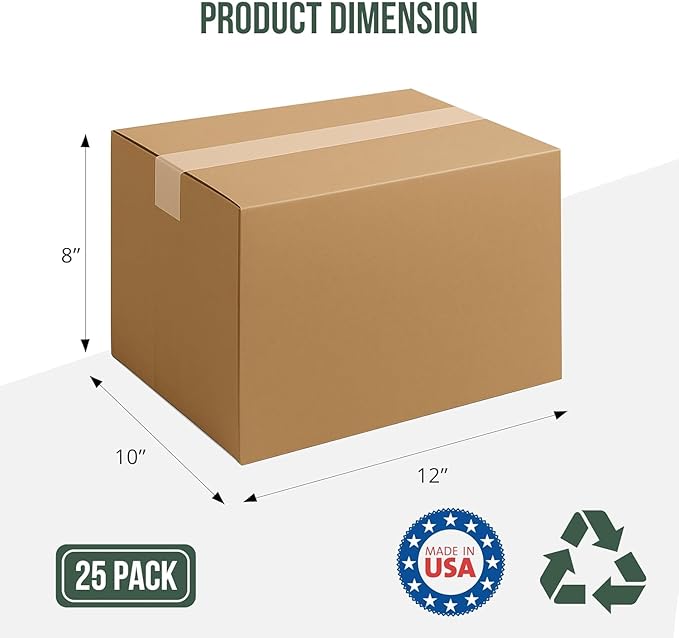 Simple deluxe 12x10x8 Shipping Boxes, Small Cardboard Box Shipping Box Moving Boxes Packing Boxes for Moving, 5 Pack