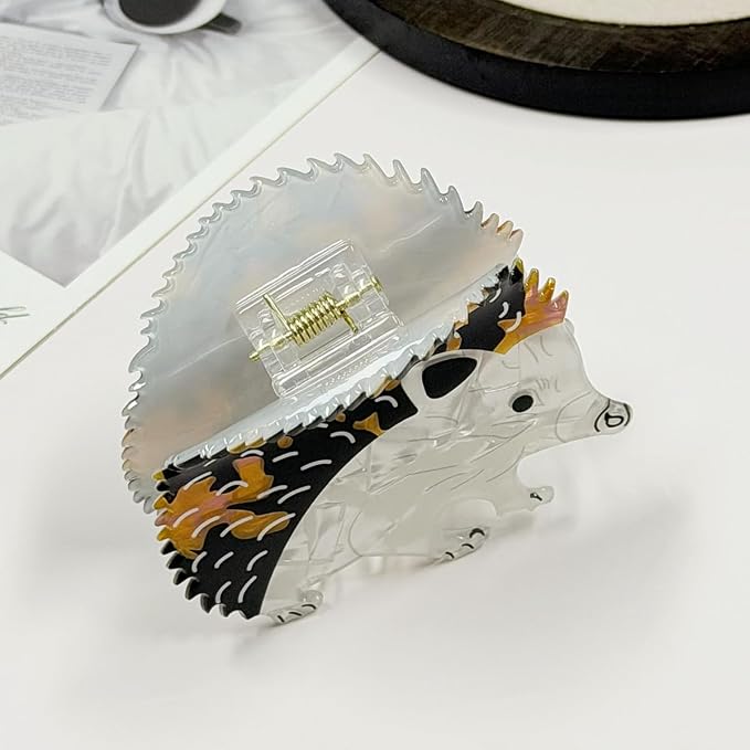 Animal Hair Clips 1pcs Cute Hedgehog Hair Claw Clips with Cute Design Hair Barrettes Acrylic Summer Hair Claws Strong Hold Non Slip Clip Back of Head Hair Shark Clip for Women Girl Hair Accessories