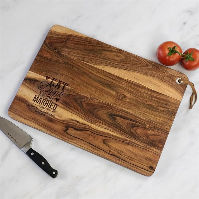 Personalized Acacia Wood Cutting Board, Custom Engraved with Be Married Design, Unique Wedding, Engagement, or Anniversary Present for Couples