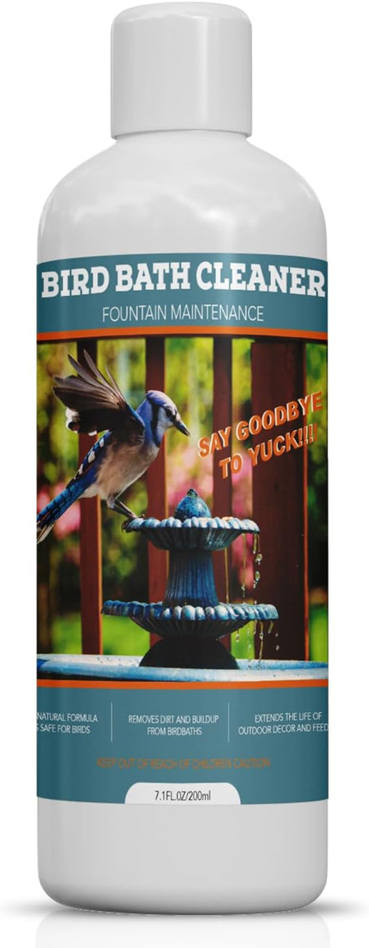 Bird Bath Cleaner, Bird Bath Fountains Clarifier, Liquid Birdbath and Fountain Maintenance, Promotes Clean & Clear Water - Natural Formula, Prevents Stains & Cloudiness - 7 Oz