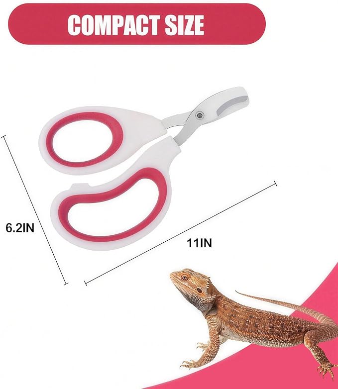 Stainless Steel Bearded Dragon Nail Clippers,Lizard Nail Clippers,Bearded Dragon Supplies,Bearded Dragon Nail Scissors for Small Reptiles,Turtle,Chameleon,Iguana，Hedgehog (Rose red)