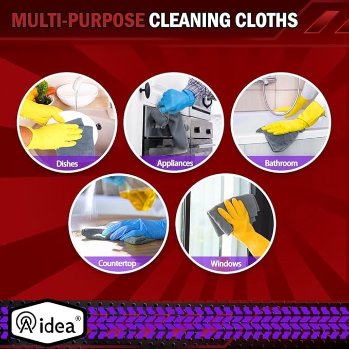 AIDEA Microfiber Cleaning Cloth 24 Pack, Microfiber Towels for Cars, Soft & Absorbent Cleaning Rags, Premium Lint Free Shop Towels for House, Kitchen, Car, 12inx16in, Grey