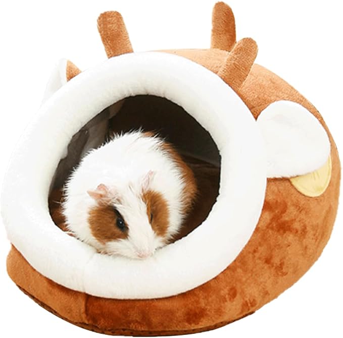 EAEDMY Guinea Pig Bed House & Hideout for Rat Bearded Dragon Hedgehog Ferret to Sleep and Hide, Guinea Pig Cage Accessories Habitat Décor (Large, 1.Sika Deer)