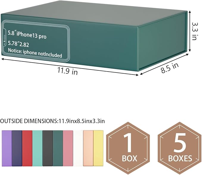 Green Gift Box 11.9" x 8.5" x 3.3" with Magnetic Closure Lid Gifts Boxe for Presents,Bridesmaid Gift Boxes,Cute Box,Birthday Gifts Boxe,Luxury for Gift Packaging, Magnetic Gifts Boxes for Wrapping Gift