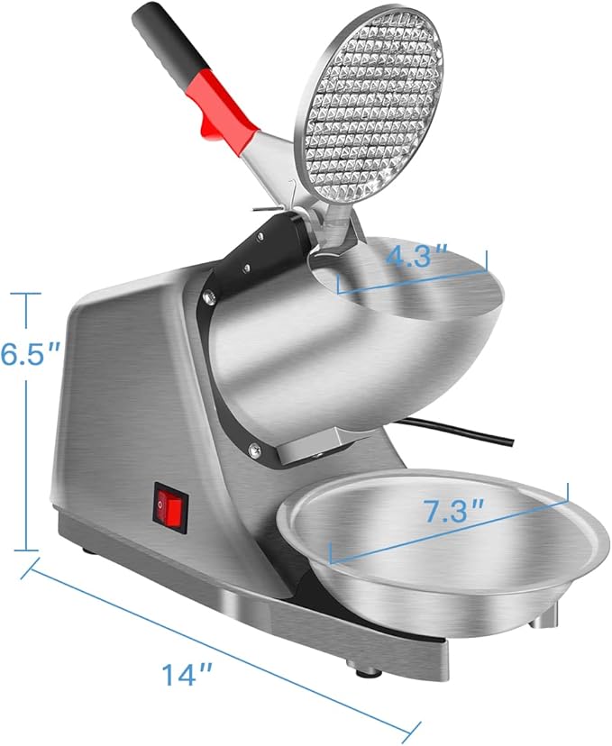 Reespring Snow Cone Machine Shaved Ice Machine Ice Crusher with Stainless Steel Blade Kitchen Electric for Shaved Ice and Snow Cone (300W 2000r/min) Also Comes with a Free Ice Pick and Ice Cube Tray