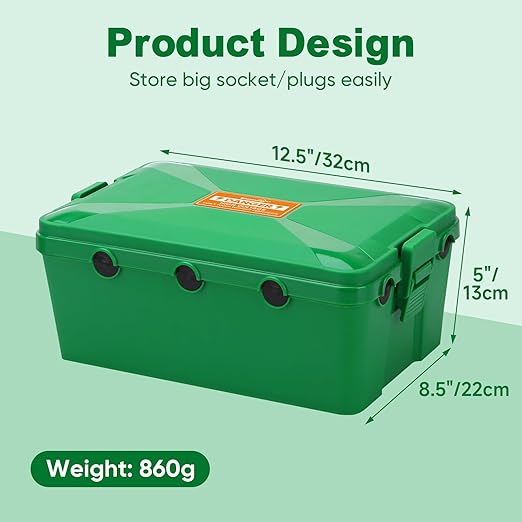 Blumway Large Outdoor Electrical Box (12.5x8.5x5 inch), IP54 Waterproof Outdoor Outlet Extension Cord Cover Weatherproof, Protect Outlet, Plug,Power Strip,Timer, Socket,Holiday Light (Green)