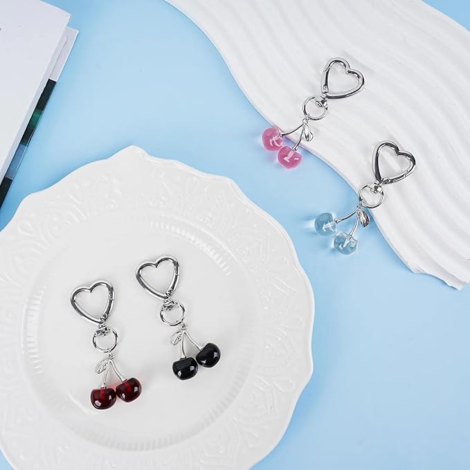 Agromusk Cute Cherry Keychain,Kawaii Cherry Bag Purse Charms for Women Car Keys Decor Gifts Stuff Accessories