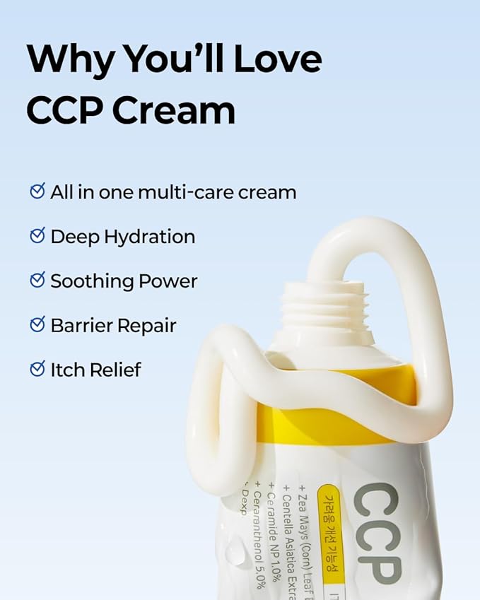 CCP Cream Korean, Itch Relief & Barrier Repair Moisturizer for Dry, Sensitive Skin, Gentle Formula Safe for Babies and Adults, Fragrance-Free 1.69 fl oz