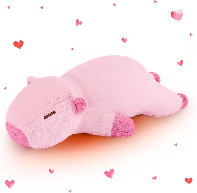 1.8lb Pink Capybara Stuffed Animals Plush Microwavable Heating Pad-Pink Capybara Heating Pads for Cramps &Period Pain Relief, Heatable & Coolable Stuffed Animals Bedtime Birthday Gift for Women Kids