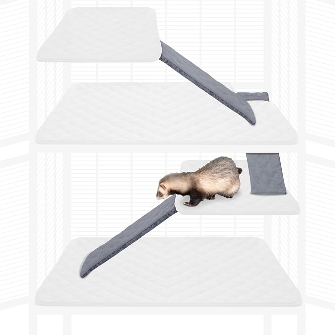 Paw Inspired Fleece Ramp Covers for Critter Nation Cage, Green, 3 Count | Fitted Ladder Liners for Ferret Nation/Critter Nation Cage, For Ferrets, Rats, Chinchillas, Hedgehogs, Small Animals, Pets