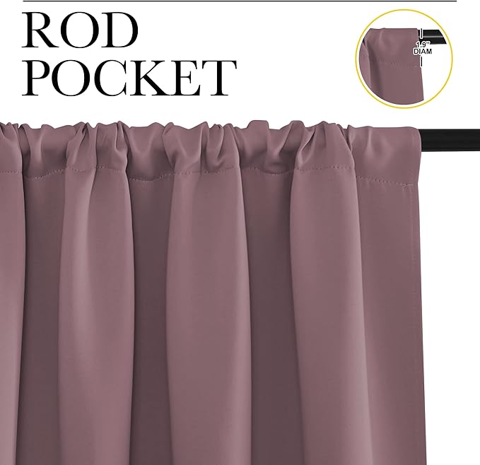NICETOWN Kitchen Curtains, Short Blackout Curtains & Drapes, Home Decoration Privacy Thermal Insulated Curtains for Unicorn Theam Room (Dry Rose, 42" Wide, 54" Long, 2 PCs)