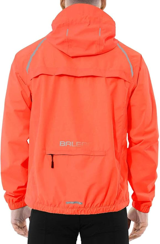 baleaf Men's Rain Jacket Waterproof Windbreaker Raincoat Running Cycling Hiking Gear Hood Lightweight Reflective Packable