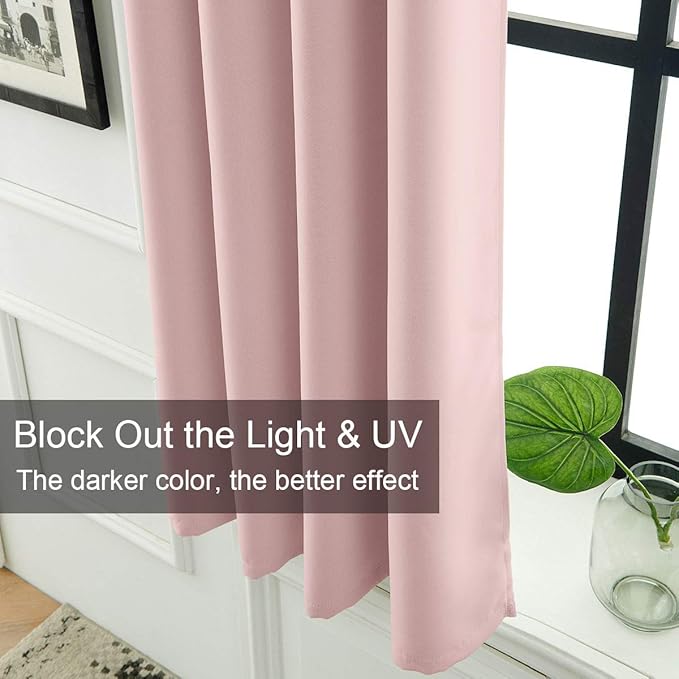 LA PALMA Thermal Insulated Blackout Darkening Grommet Living Room Curtains Window Drapes for Bedroom Pack of 2 Panels