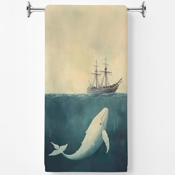 Vintage Nautical Kitchen Towels, Whale Gifts Hand Towel, Whale Decorative Towel, Coastal Nautical Decorative Dish Tea Towels for Kitchen, Hand Towel for Bathroom, 16x24 Inch（Upgraded Fabric）